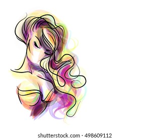 VECTOR 
stylish  original hand-drawn graphics portrait  with beautiful young attractive girl model for design. Fashion, style,    beauty . Graphic, sketch drawing. Sexy  woman

