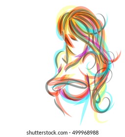 VECTOR 
stylish  original hand-drawn graphics portrait  with beautiful young attractive girl model for design. Fashion, style,    beauty . Graphic, sketch drawing. Sexy  woman

