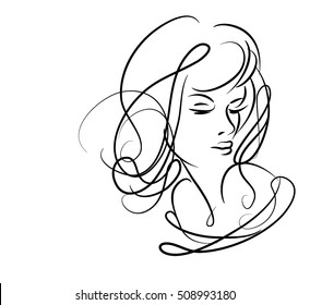 VECTOR 
stylish  original hand-drawn graphics portrait  with beautiful young attractive girl model for design. Fashion, style,    beauty . Graphic, sketch drawing. Sexy  woman

