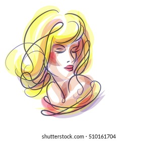  VECTOR 
stylish  original hand-drawn graphics portrait  with beautiful young attractive girl model for design. Fashion, style,    beauty . Graphic, sketch drawing. Sexy  woman


