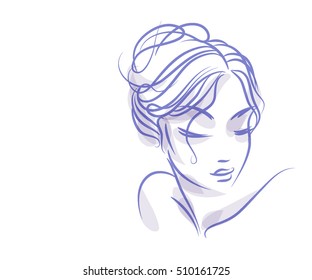  VECTOR 
stylish  original hand-drawn graphics portrait  with beautiful young attractive girl model for design. Fashion, style,    beauty . Graphic, sketch drawing. Sexy  woman


