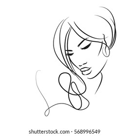 VECTOR 
stylish  original hand-drawn graphics portrait  with beautiful young attractive girl model for design. Fashion, style,    beauty . Graphic, sketch drawing. Sexy  woman
