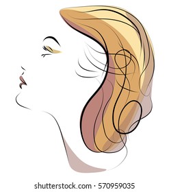 vector stylish original hand-drawn graphics portrait with beautiful young attractive girl model for design. Fashion, style, beauty . Graphic, sketch drawing. Sexy woman