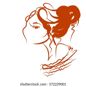 VECTOR 
stylish  original hand-drawn graphics portrait  with beautiful young attractive girl model for design. Fashion, style,    beauty . Graphic, sketch drawing. Sexy  woman

