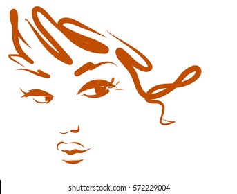VECTOR 
stylish  original hand-drawn graphics portrait  with beautiful young attractive girl model for design. Fashion, style,    beauty . Graphic, sketch drawing. Sexy  woman

