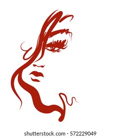 VECTOR 
stylish  original hand-drawn graphics portrait  with beautiful young attractive girl model for design. Fashion, style,  beauty . Graphic, sketch drawing. Sexy  woman

