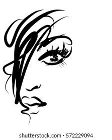 VECTOR stylish  original hand-drawn graphics portrait  with beautiful young attractive girl model for design. Fashion, style,  beauty . Graphic, sketch drawing. Sexy  woman

