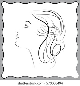 VECTOR stylish original hand-drawn graphics portrait with beautiful young attractive girl model for design. Fashion, style, beauty . Graphic, sketch drawing. Sexy woman