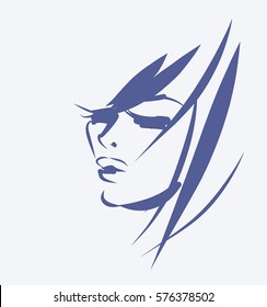 VECTOR 
stylish  original hand-drawn graphics portrait  with beautiful young attractive girl model for design. Fashion, style,    beauty . Graphic, sketch drawing. Sexy  woman


