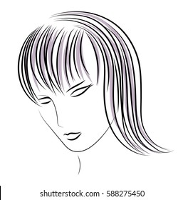 Vector stylish original hand-drawn graphics portrait with beautiful young attractive girl in the hat. Model for design. Fashion, style, beauty . Graphic, sketch drawing. Sexy woman