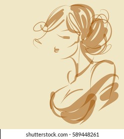VECTOR 
stylish  original hand-drawn graphics portrait  with beautiful young attractive girl model for design. Fashion, style,    beauty . Graphic, sketch drawing. Sexy  woman

