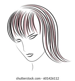 Vector stylish original hand-drawn graphics portrait with beautiful young attractive girl in the hat. Model for design. Fashion, style, beauty . Graphic, sketch drawing. Sexy woman