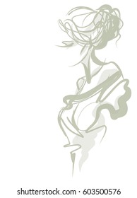 VECTOR 
stylish  original hand-drawn graphics portrait  with beautiful young attractive girl model for design. Fashion, style,  beauty . Graphic, sketch drawing.   Woman, girl.

