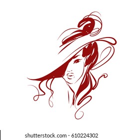 VECTOR 
stylish  original hand-drawn graphics portrait  with beautiful young attractive girl model for design. Fashion, style,  beauty . Graphic, sketch drawing.   Woman, girl.

