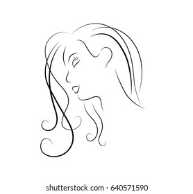 Vector stylish original hand-drawn graphics portrait with beautiful young attractive girl in the hat. Model for design. Fashion, style, beauty . Graphic, sketch drawing. Sexy woman