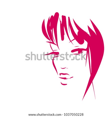 VECTOR 
stylish  original hand-drawn graphics portrait  with beautiful young attractive girl model for design. Fashion, style,    beauty . Graphic, sketch drawing. Sexy  woman


