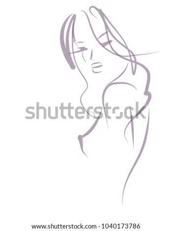 VECTOR 
stylish  original hand-drawn graphics portrait  with beautiful young attractive girl model for design. Fashion, style,    beauty . Graphic, sketch drawing. Sexy  woman

