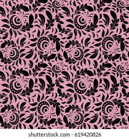 Vector stylish ornament. Damask seamless doodle pattern in black and neutral colors. Royal wallpaper with abstract doodles.
