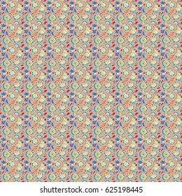 Vector stylish ornament. Damask seamless doodle pattern in green and beige colors. Royal wallpaper with abstract doodles.