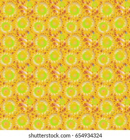 Vector stylish ornament. Damask seamless floral pattern in orange, yellow and beige colors. Royal wallpaper with abstract flowers.