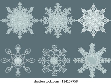 vector stylish ornate snowflakes, dedicated to Merry Christmas