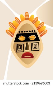 Vector, a stylish poster. African mask on a stylish abstract background 