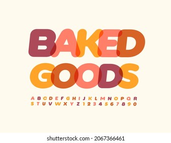 Bocadería con estilo vectorial.  Fuente creativa brillante. Conjunto de letras y números de alfabeto colorido moderno
