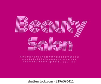 Salón de Belleza con diseño vectorial. Elegante Fuente Rosa. Letras, números y símbolos de alfabeto de moda