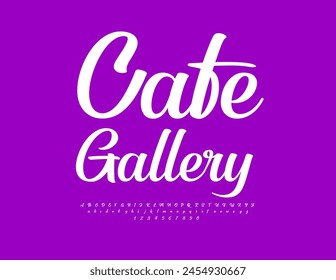 Vector stylish poster Cafe Gallery. Beautiful Cursive Font. Modern of Alphabet Letters and Numbers set.