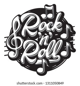 Vector stylish print template on the theme of rock with vinyl and notes.