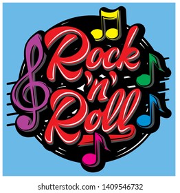 Vector stylish print template on the theme of rock with vinyl and notes.