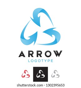 Vector Stylish Recycle Triangle Arrows Logo. Professional Business Corporate Branding Icon.