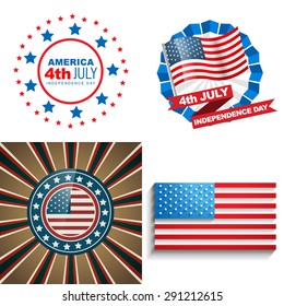 vector stylish set of 4th july american independence day background illustration 