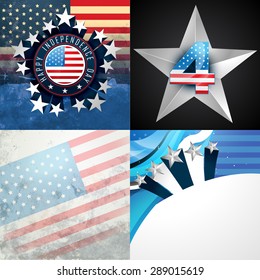 vector stylish set of american independence day background illustration