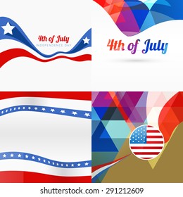 vector stylish set of american independence day background illustration with creative pattern