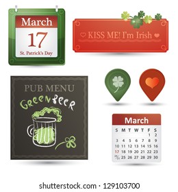 Vector stylish set of banners and markers for St. Patrick's Day