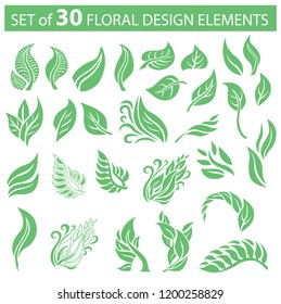 Vector stylish set of  floral icons - natural design elements 
