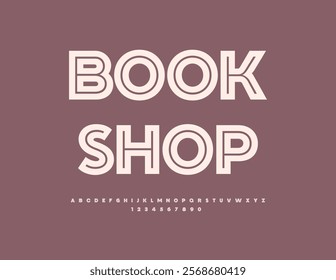 Vector stylish signboard Book Shop. Cool Urban Font. Retro style Abstract Alphabet Letters and Numbers set.