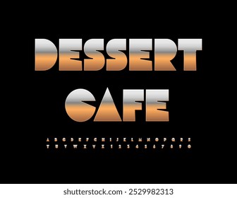 Vector con estilo signboard Dessert Café. Fuente de oro moderna. Conjunto de letras y números de alfabeto de lujo.