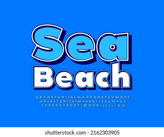 Vector stylish template Sea Beach. Retro style Font. Creative Alphabet Letters, Numbers and Symbols set