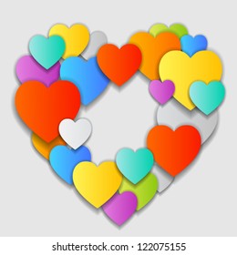 Vector stylish Valentine's Day Card with beautiful colorful hearts