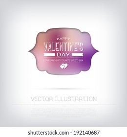 Vector stylish Valentine's Day greeting card with colorful blurred background