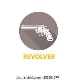 vector stylish white revolver icon 