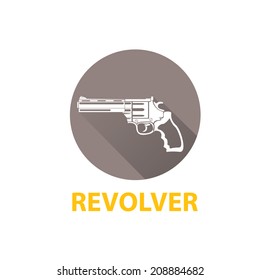 vector stylish white revolver icon 