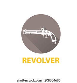 vector stylish white revolver icon 