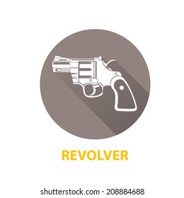 vector stylish white revolver icon 