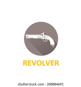 vector stylish white revolver icon 