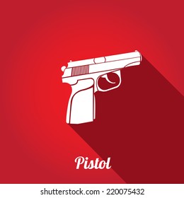 vector stylish white revolver icon on red