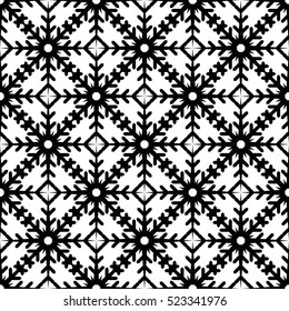 Vector. Stylish winter seamless snowflake pattern, decorative background. Template for design textile, wrappers, package for decoration, design