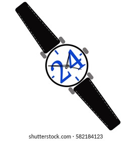 vector stylish wrist watch with leather strap